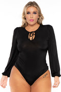 Plus Size Beth Keyhole Knit Bodysuit - Black