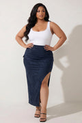 Plus Size  Alina Cargo Maxi Skirt- Navy
