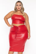 Plus Size Alisha Vegan Leather Matching Set  - Red