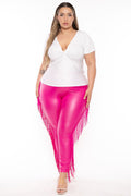 Plus Size Arabella Fringe  Leggings- Pink
