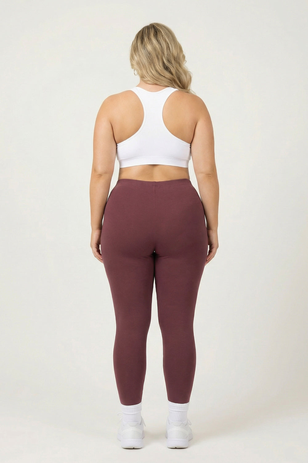 Plus Size Cotton Full Length Leggings - Eggplant