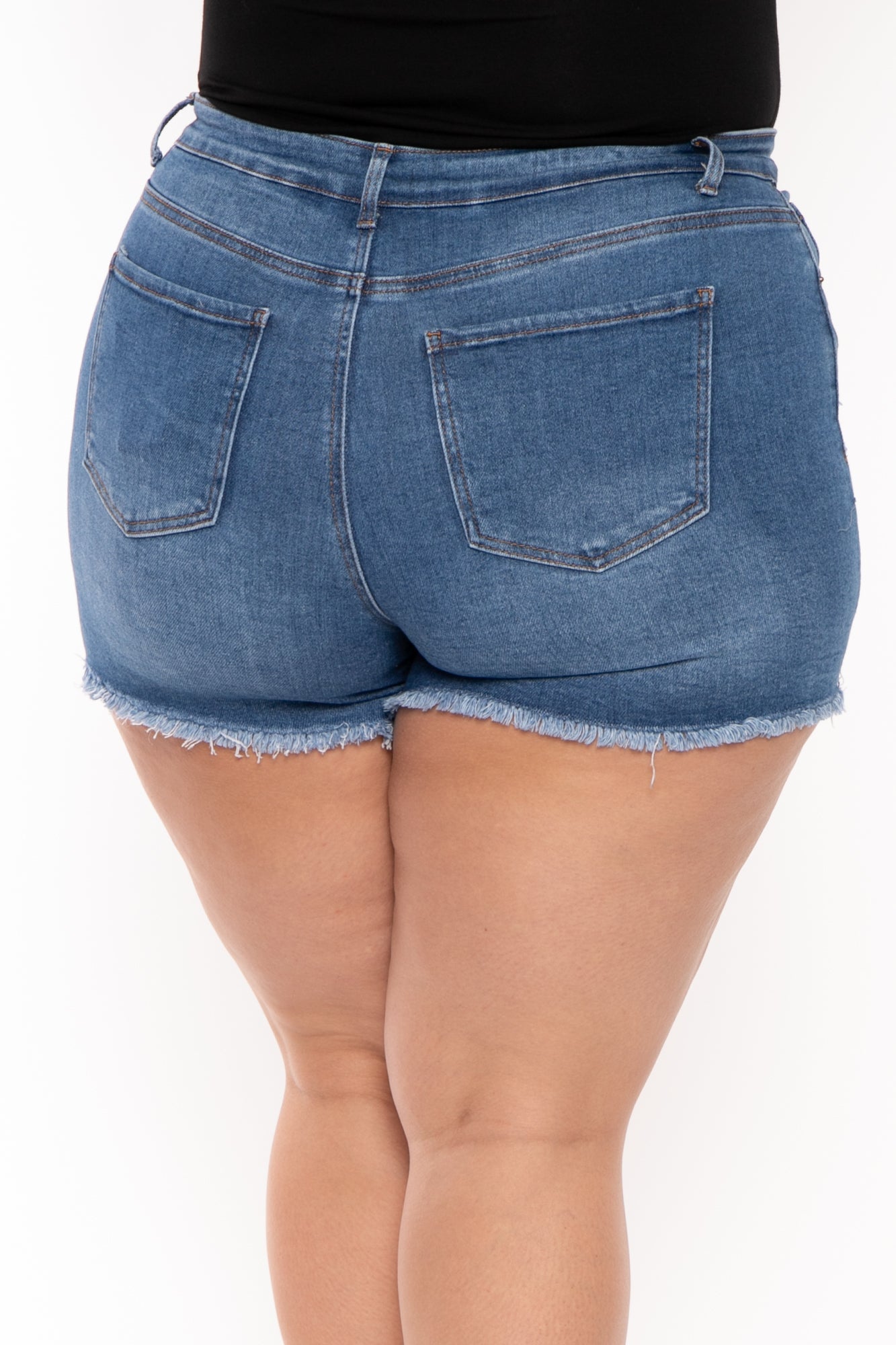 Plus Size Destroyed Denim Short - Medium Wash