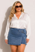 Plus Size Downtown Denim Skort - Dark  Wash