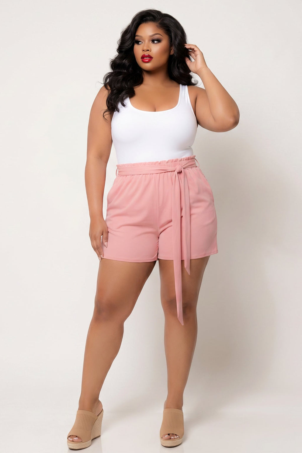 Plus Size Effortless Comfort Shorts - Blush