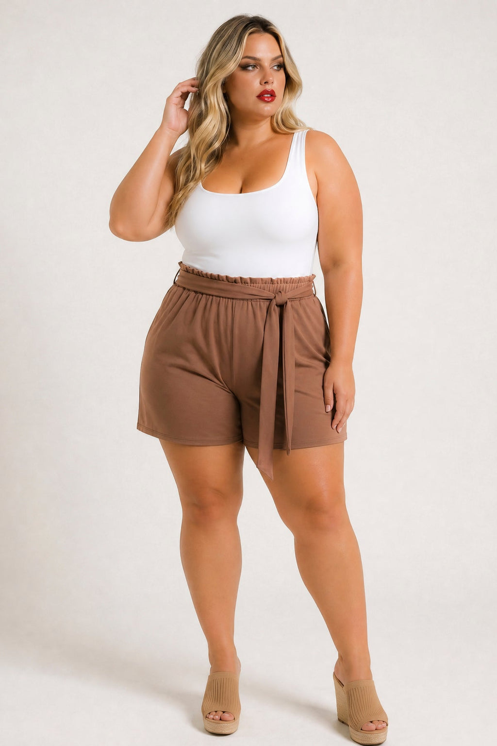 Plus Size Effortless Comfort Shorts - Brown