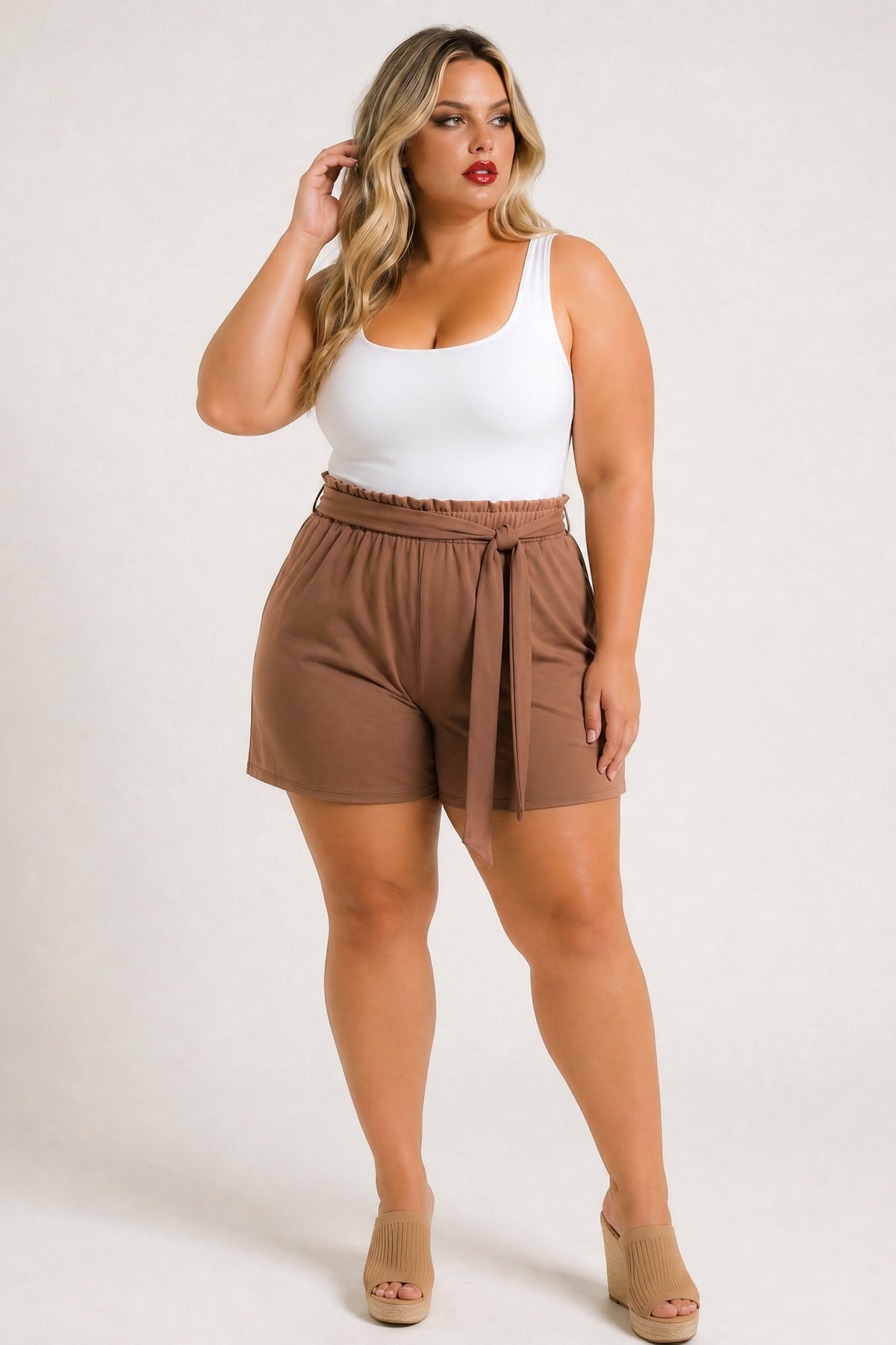 Plus Size Effortless Comfort Shorts - Brown
