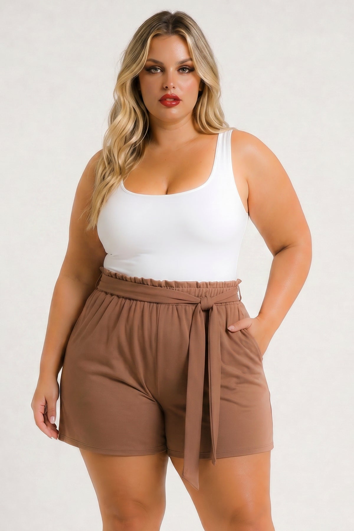 Plus Size Effortless Comfort Shorts - Brown