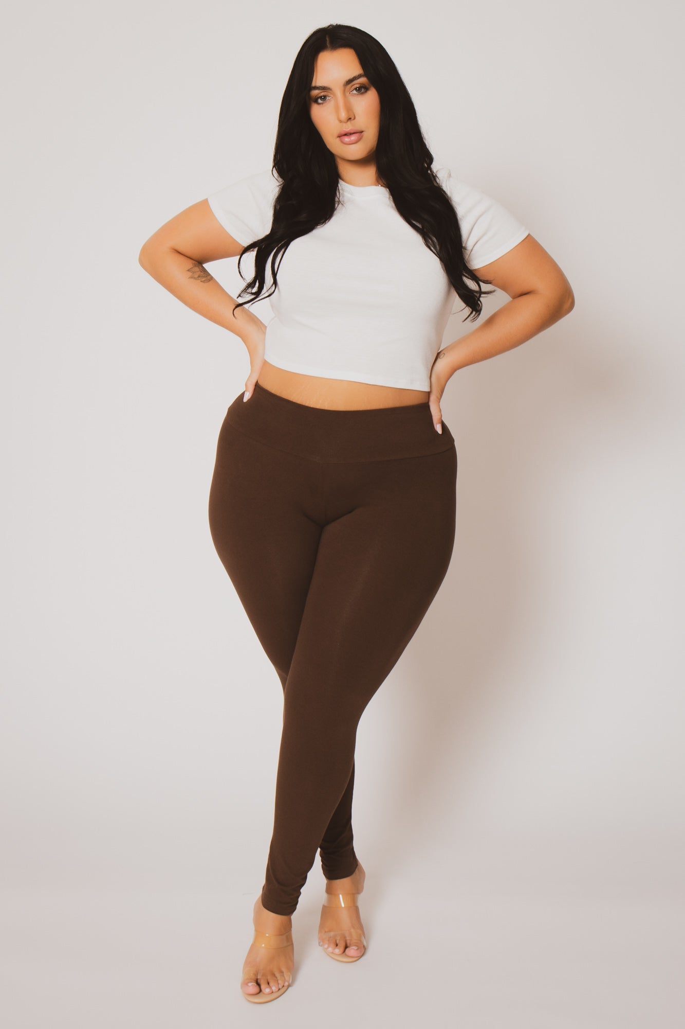 Plus Size Amber Leggings - Brown