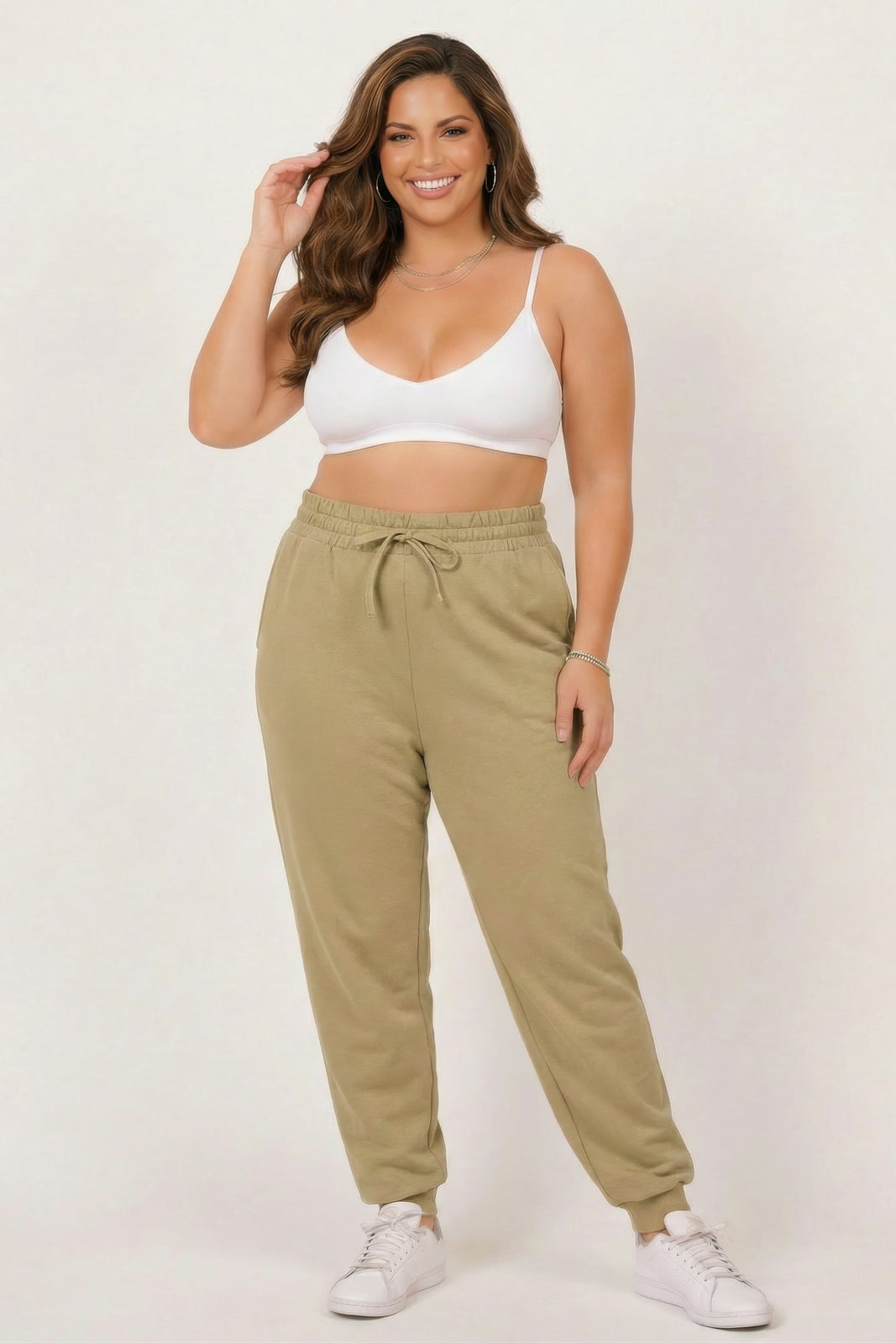 Plus Size French Terry Jogger - Khaki
