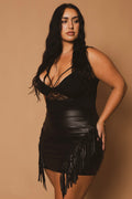 Plus Size Fringe Factor Skirt - Black