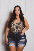 Plus Size Jess Destroyed Denim Short - Dark Wash