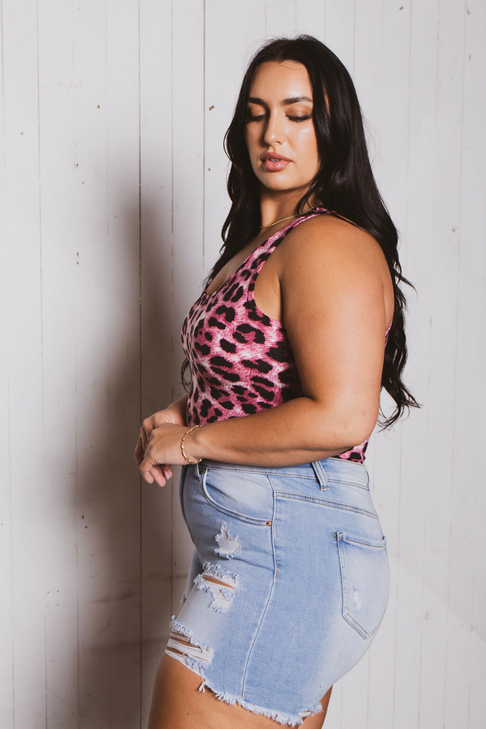Plus Size Jess Destroyed Denim Short - Light Wash