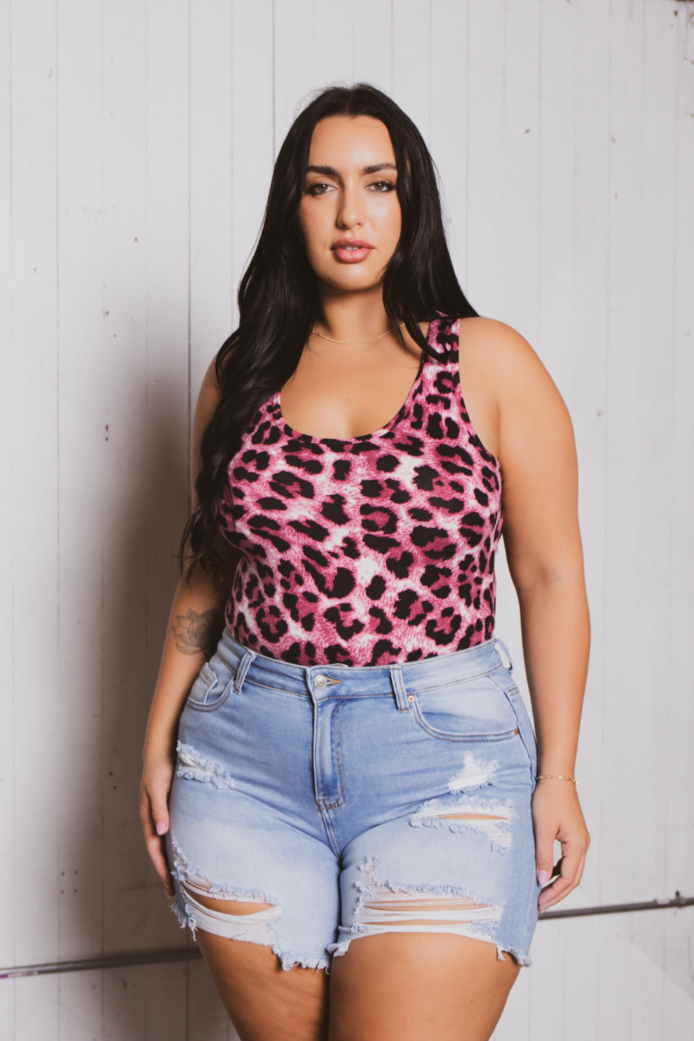 Plus Size Jess Destroyed Denim Short - Light Wash