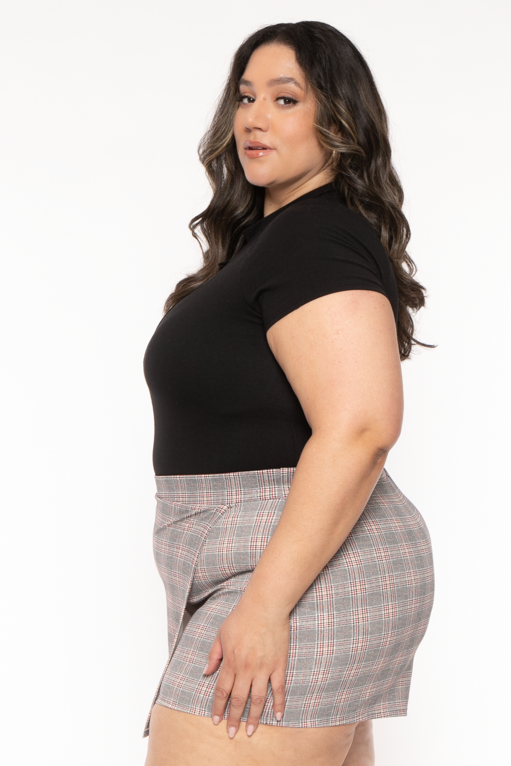 Plus Size Karalline Plaid Skort-Multi
