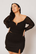 Plus Size  Kendra Faux Suede Mini Skirt - Black
