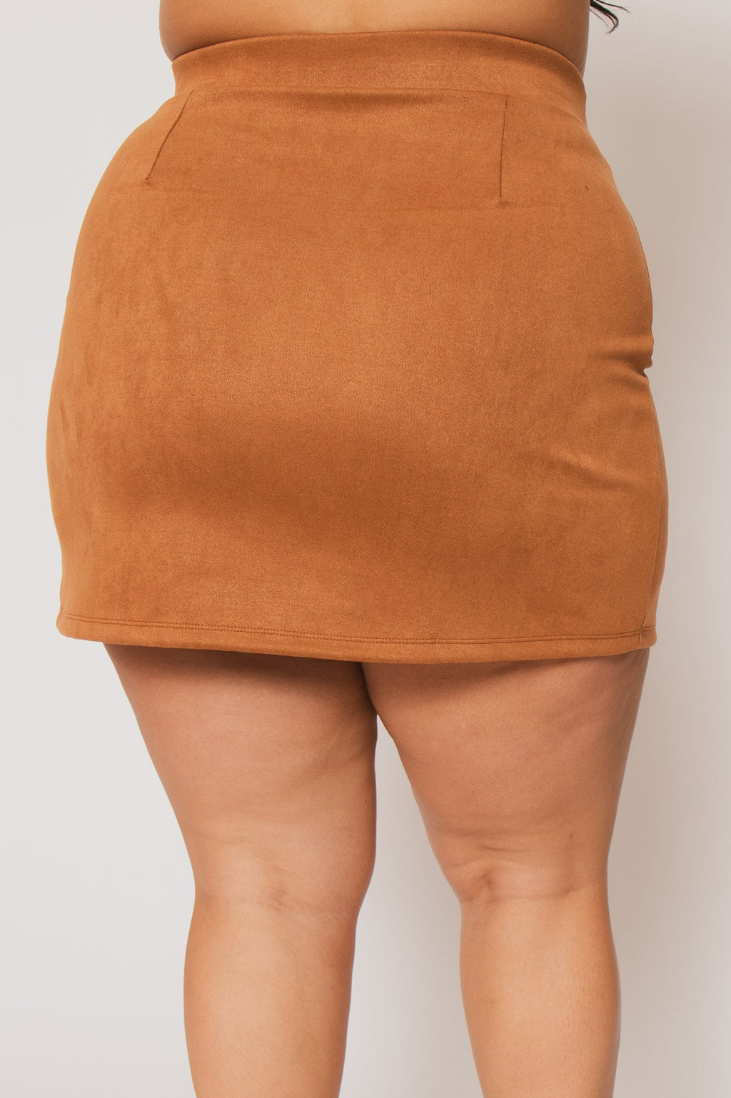 Plus Size  Kendra Faux Suede Mini Skirt - Camel