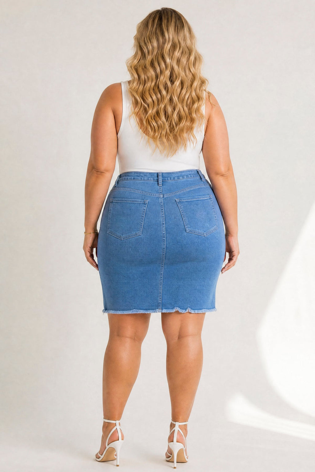 Plus Size Love Distressed Skirt - Light Wash