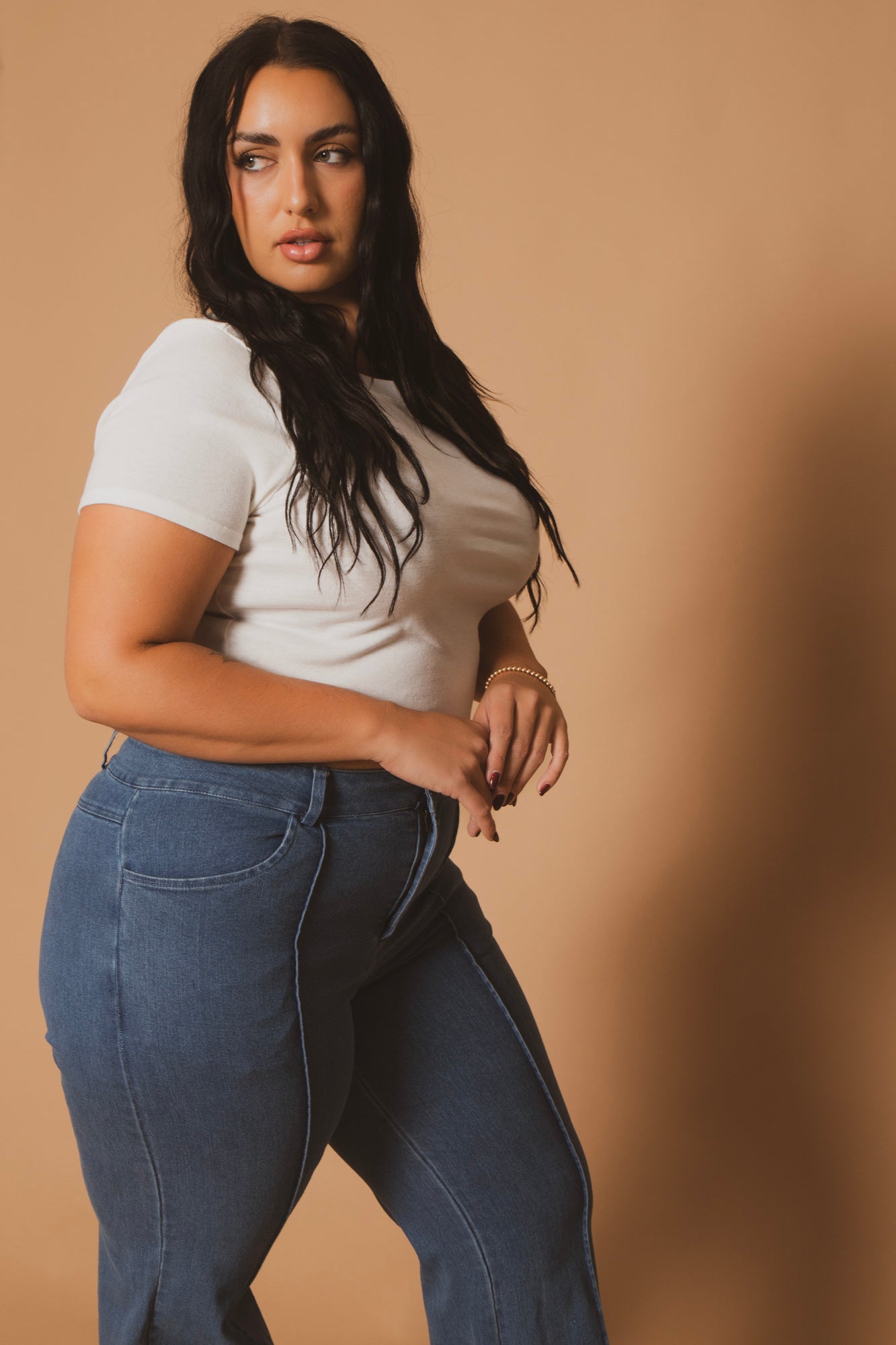 Plus Size Seamline Flare Pants - Blue