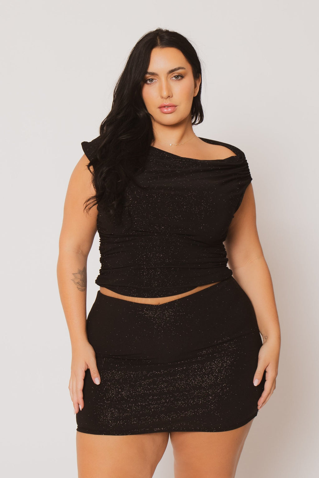 Plus Size Sparkle Nights Skort - Black