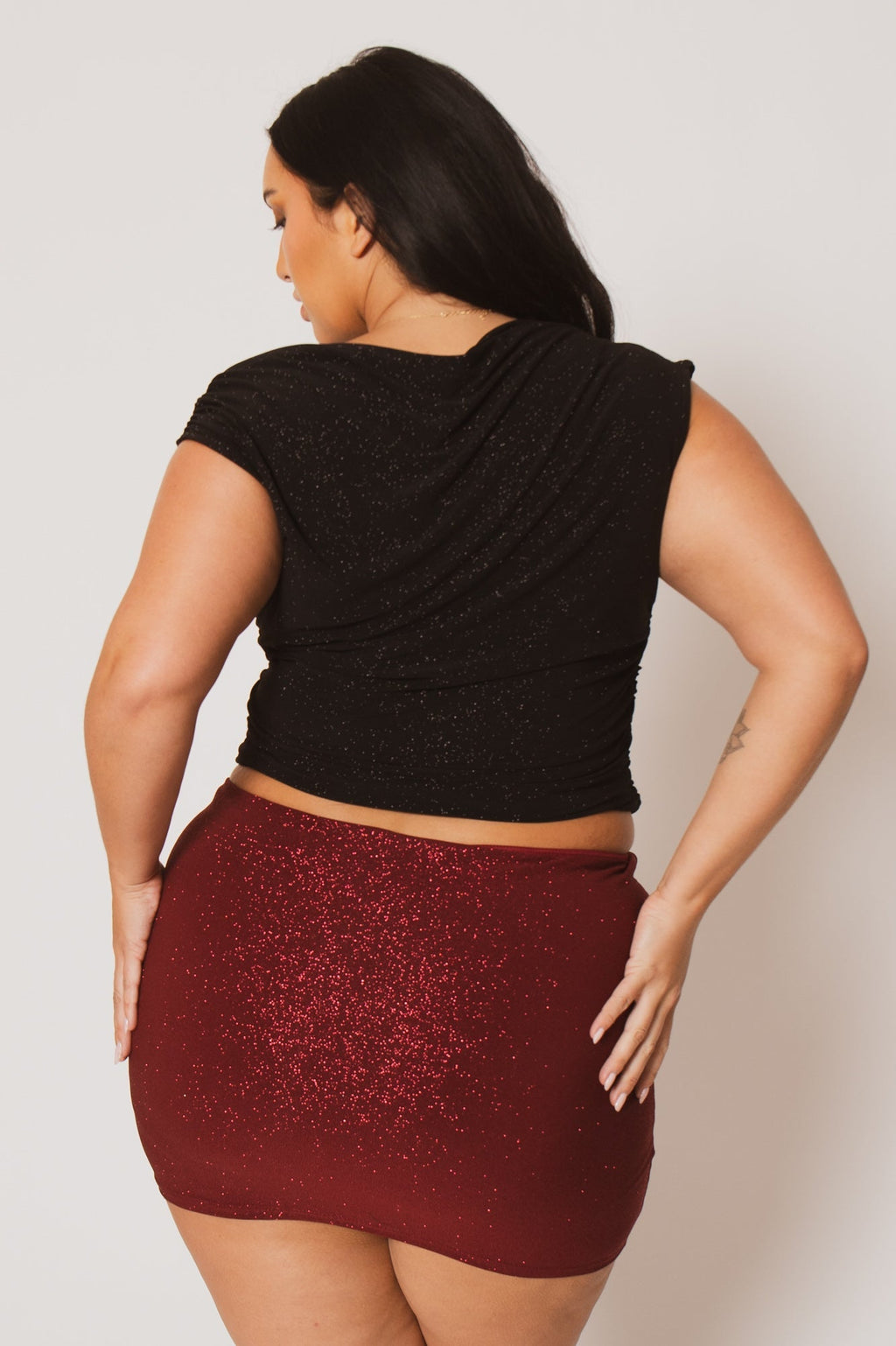 Plus Size Sparkle Nights Skort - Burgundy