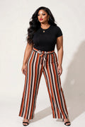 Plus Size Striped Palazzo Pants - Rust