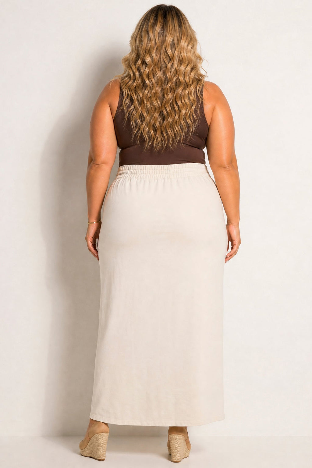 Plus Size Utility Luxe Cargo Maxi Skirt - Cream