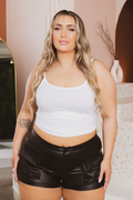 Plus Size Viola Faux Leather Cargo Shorts - Black