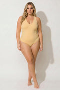Plus Size V-Neck Bodysuit - Nude