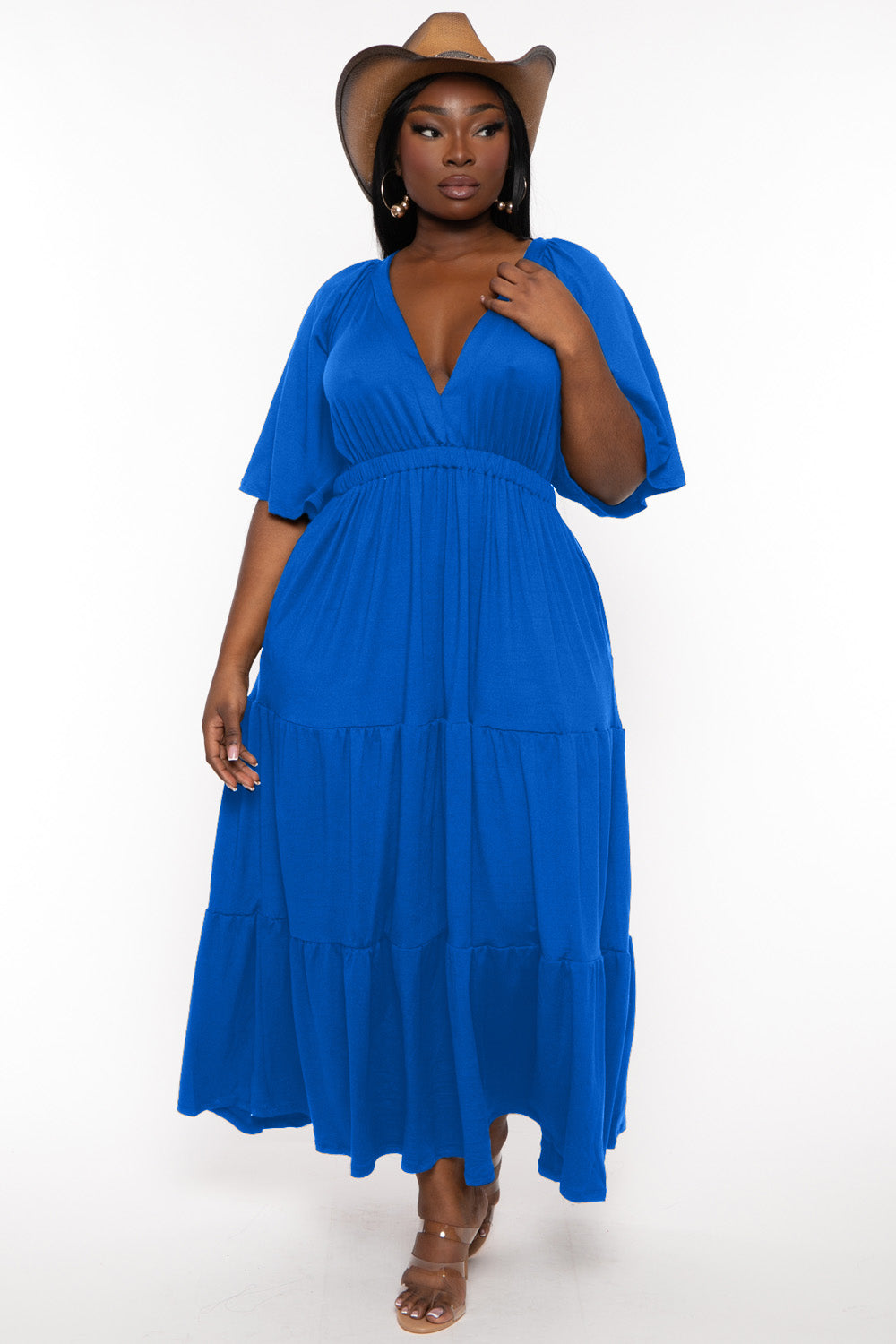 Plus Size Ariella Tiered Maxi  Dress - Blue