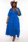 Plus Size Ariella Tiered Maxi  Dress - Blue