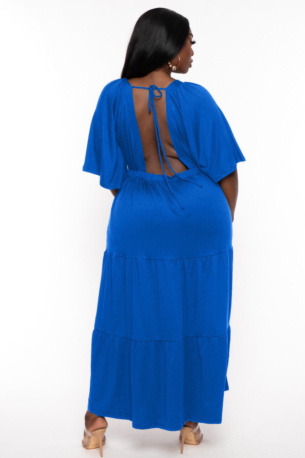 Plus Size Ariella Tiered Maxi  Dress - Blue