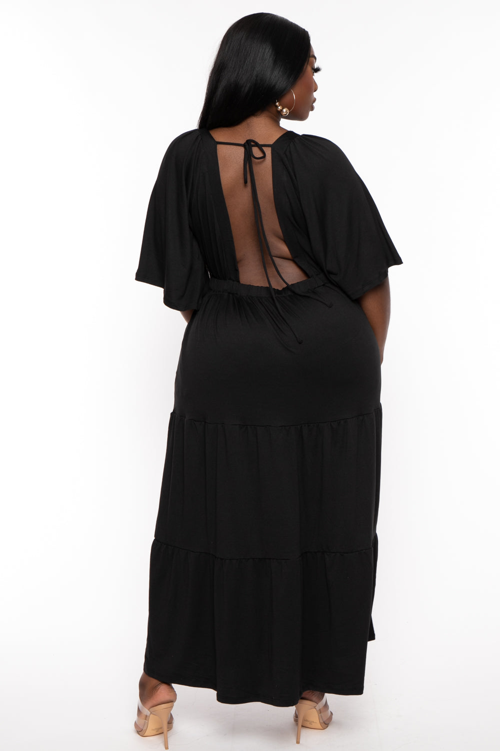 Plus Size Ariella Tiered Maxi  Dress - Black