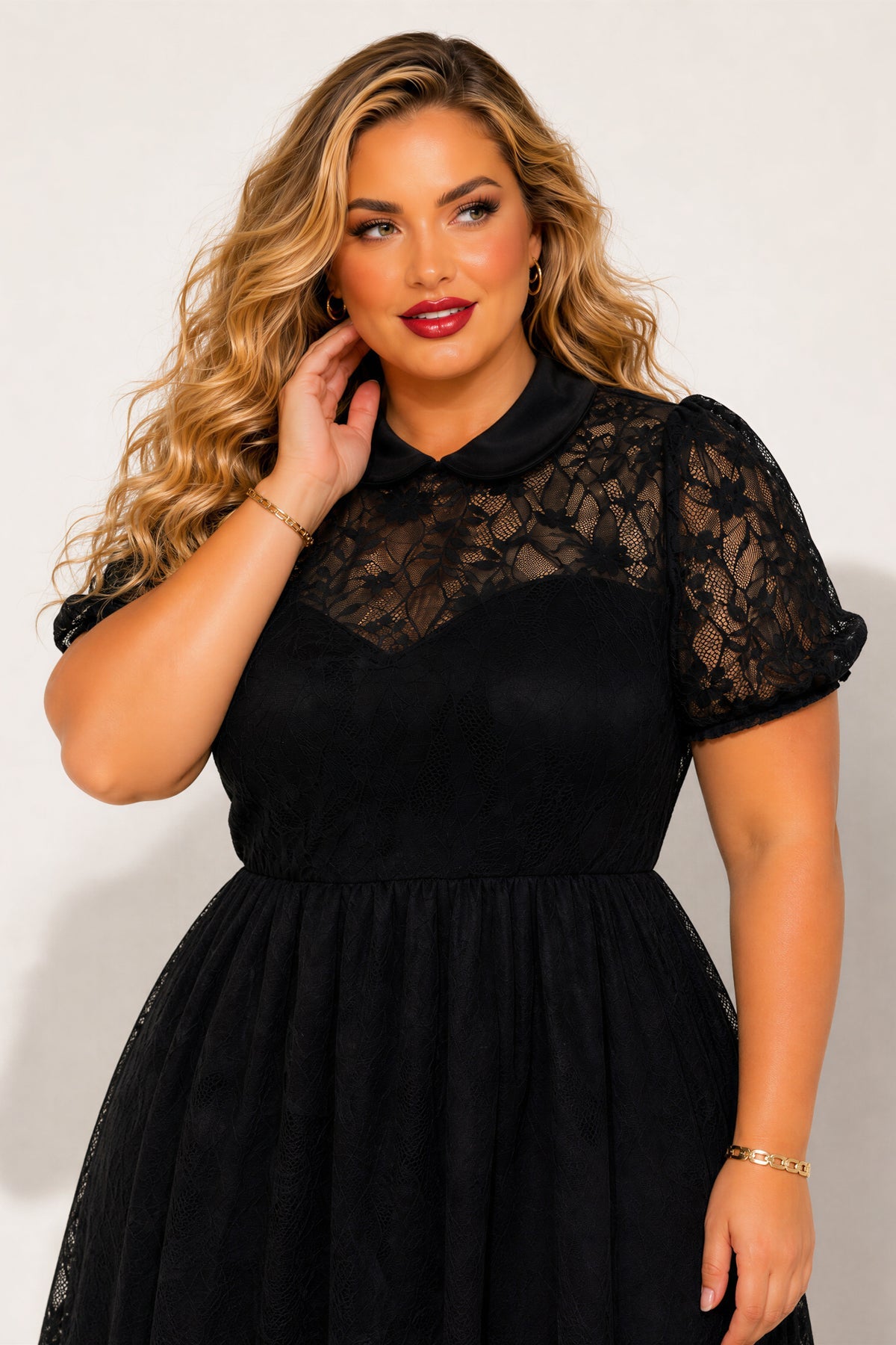 Plus Size Adeline Lace Dress - Black