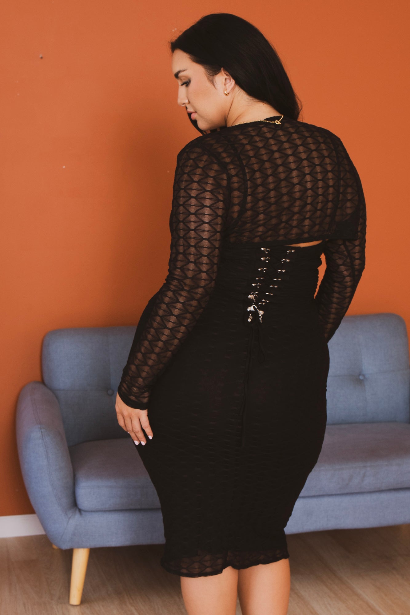 Plus Size After Dark Elegance Dress Set - Black