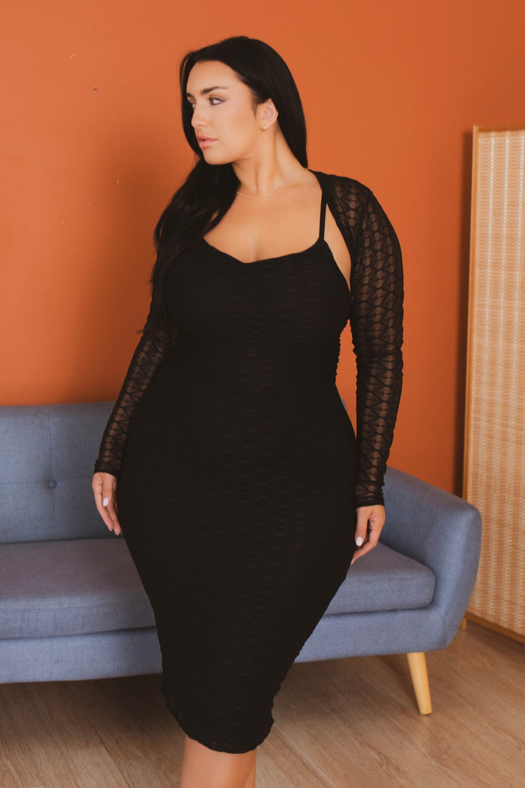 Plus Size After Dark Elegance Dress Set - Black