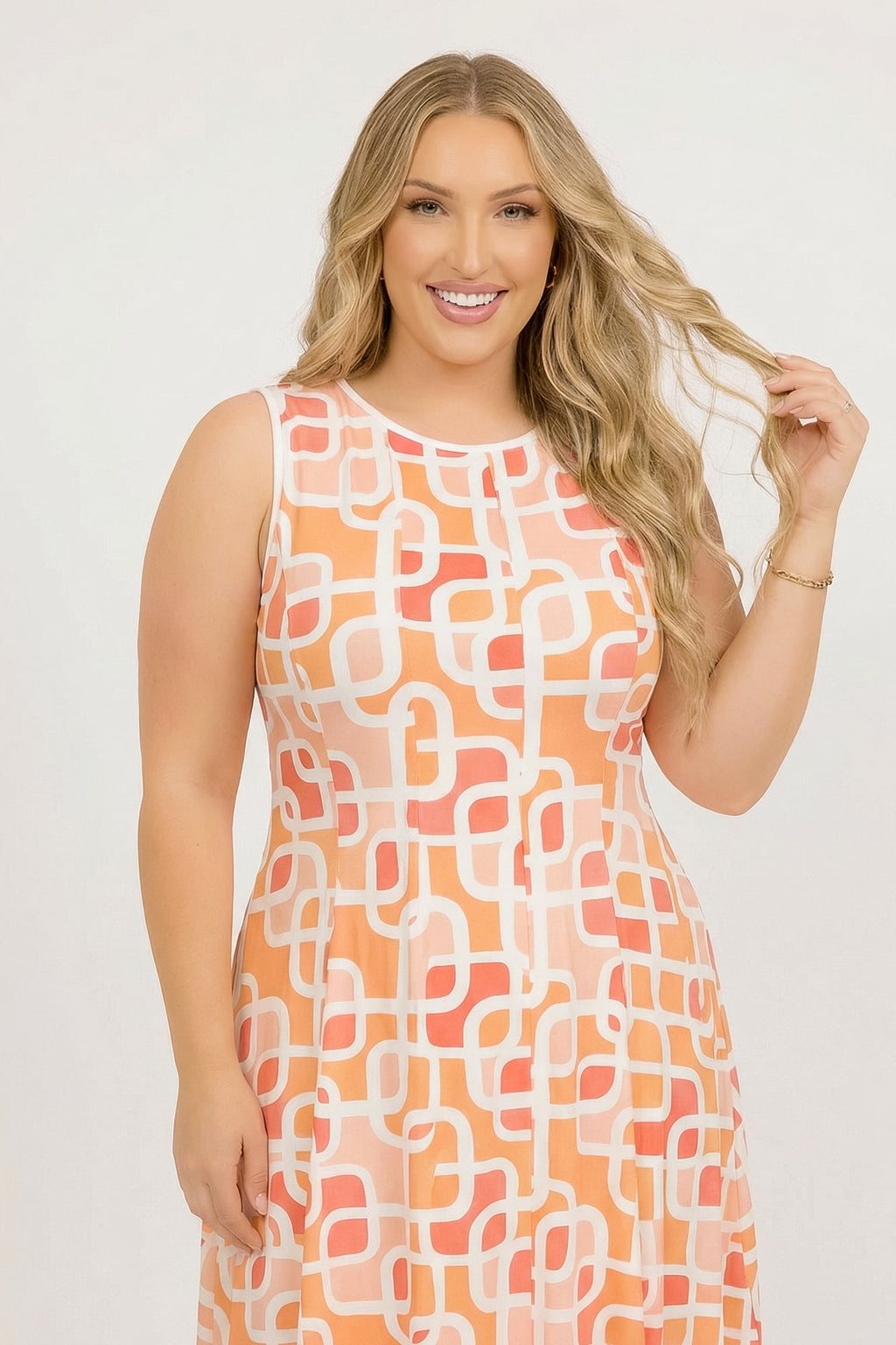Plus Size Alessia Couture Line Dress - Coral