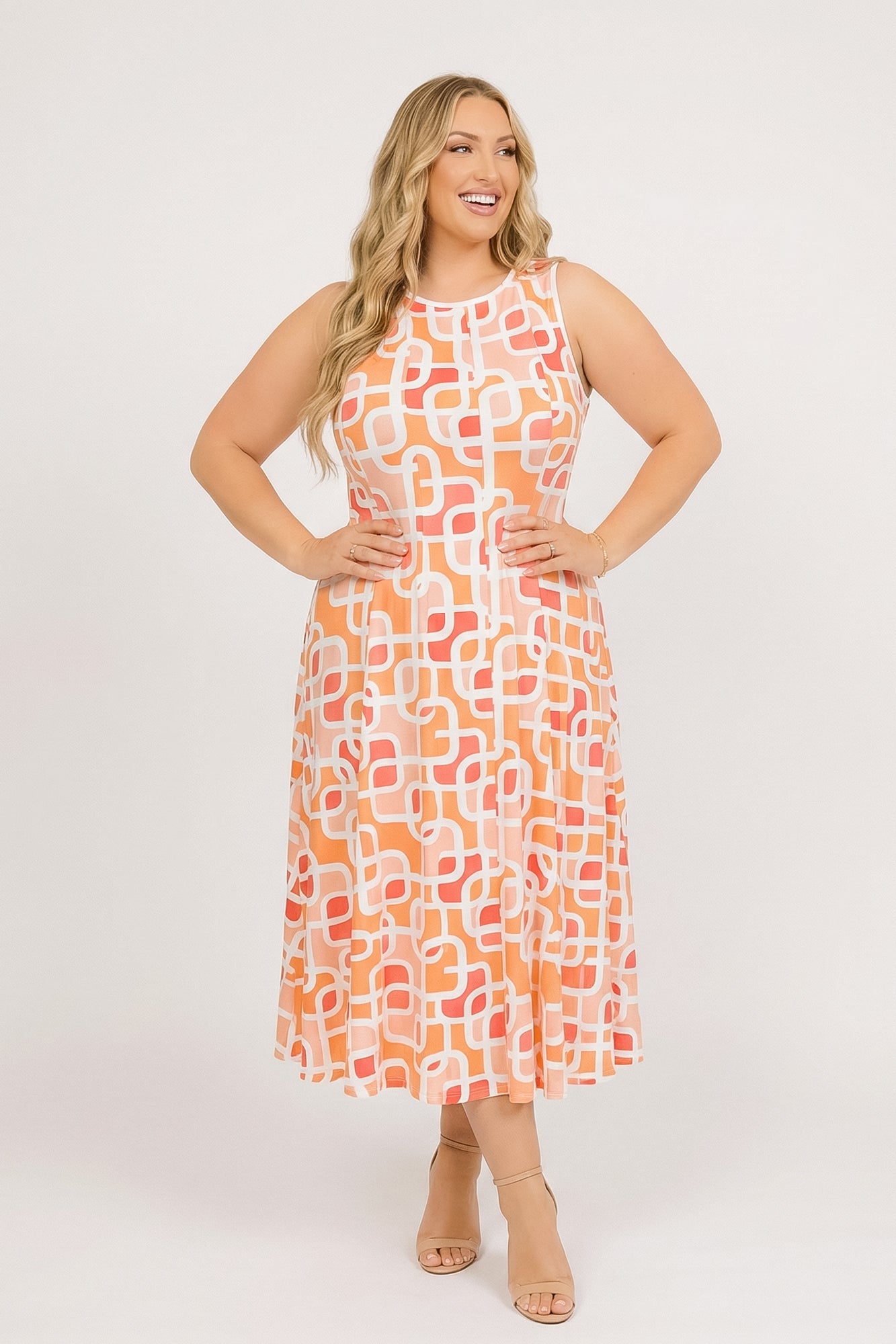 Plus Size Alessia Couture Line Dress - Coral