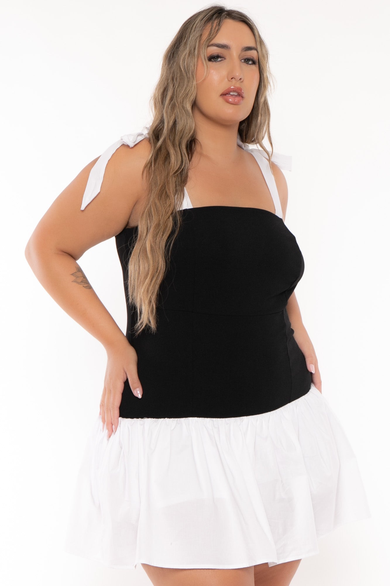 Plus Size Alyssa Skort  Mini Dress -Black