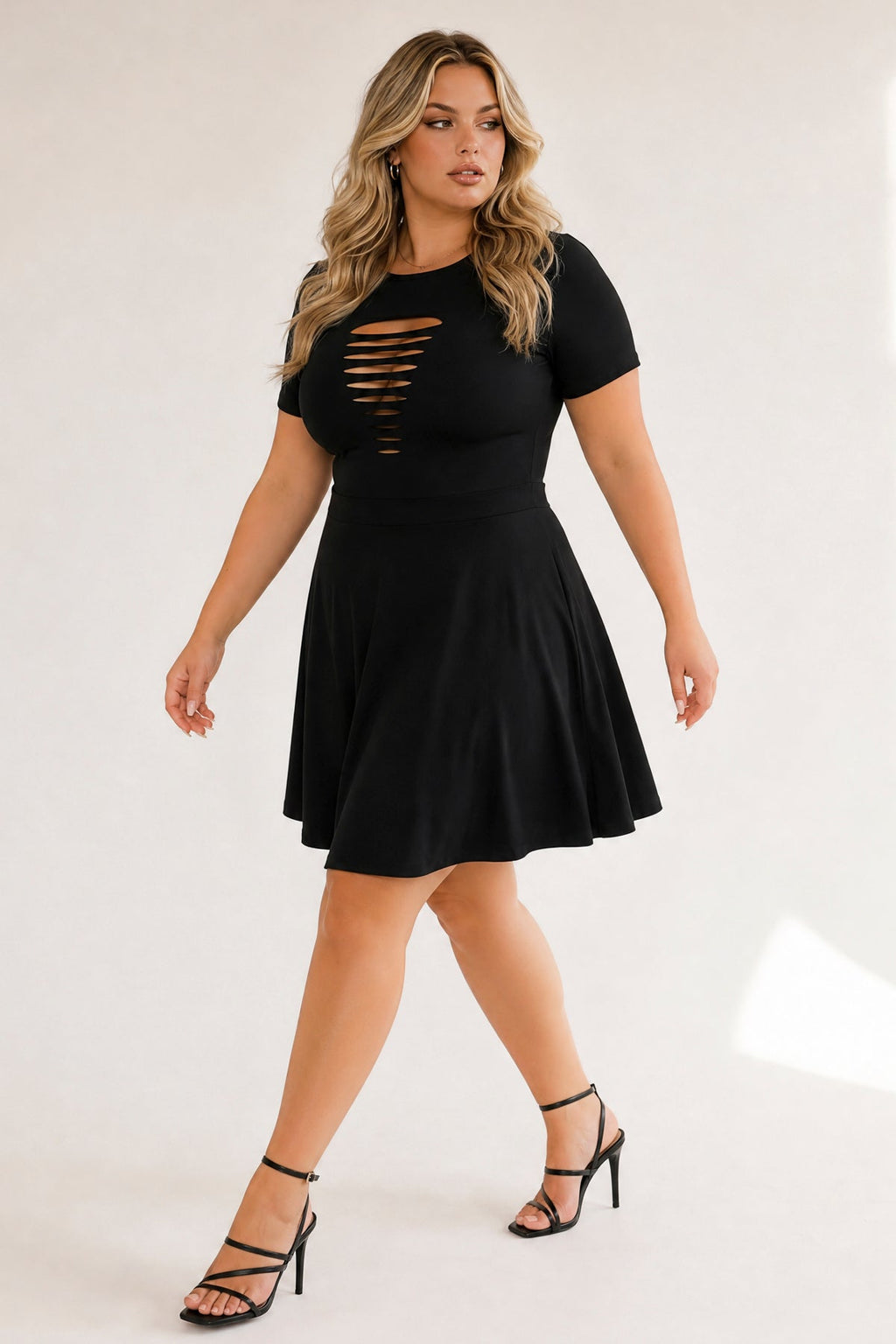Plus Size Amaira Destructed Flare Dress - Black