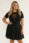 Plus Size Amaira Destructed Flare Dress - Black