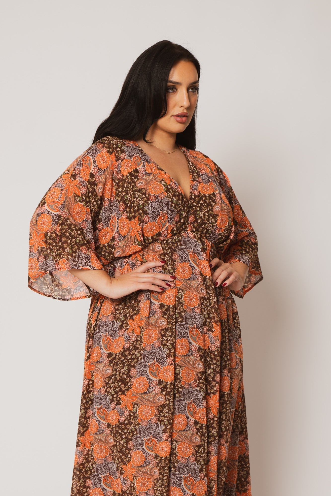Plus Size Anastasia Bloom Dress - Brown