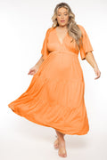 Plus Size Ariella Tiered Maxi  Dress - Orange