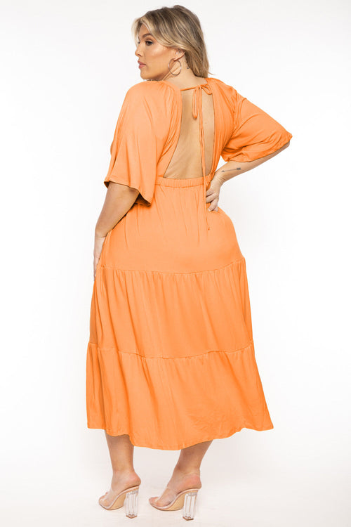 Plus Size Ariella Tiered Maxi  Dress - Orange