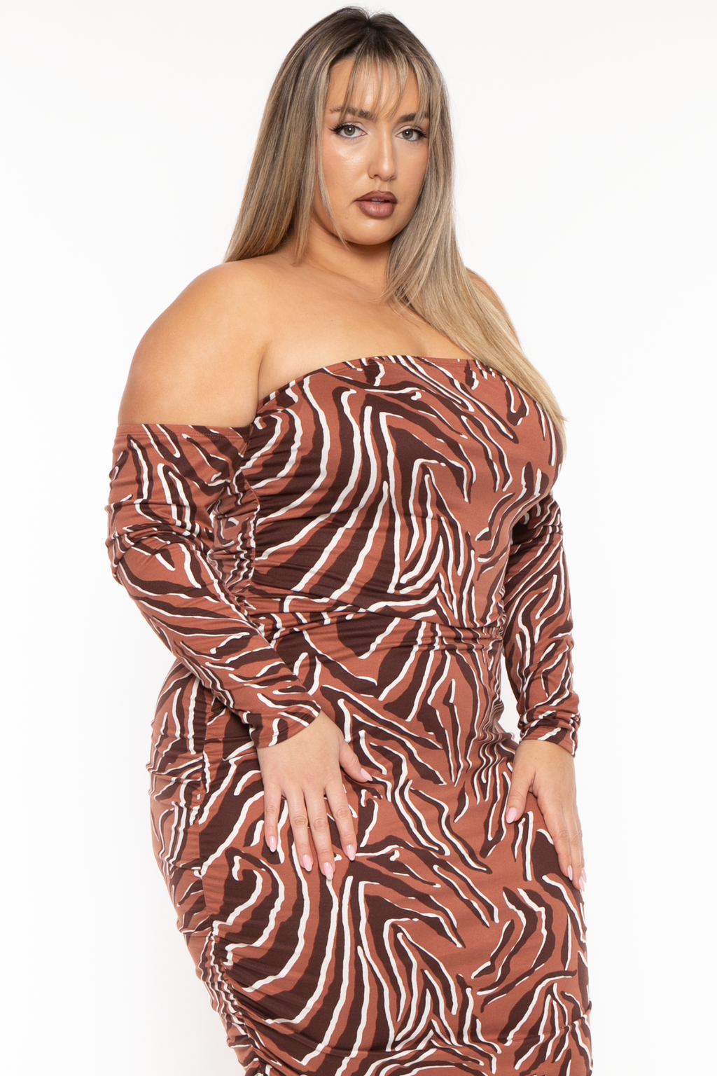 Plus Size Aura Tube Maxi Dress - Brown