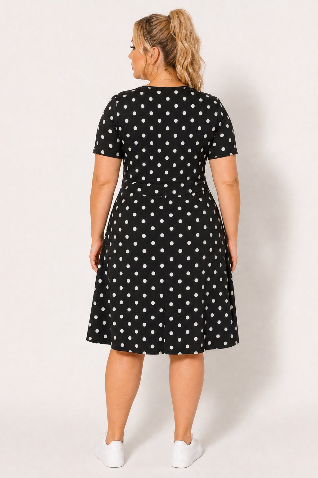 Plus Size Aveline Dotted  Charm Dress - Black/Ivory