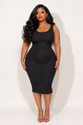 Plus Size Basic Tank Rib Dress - Black