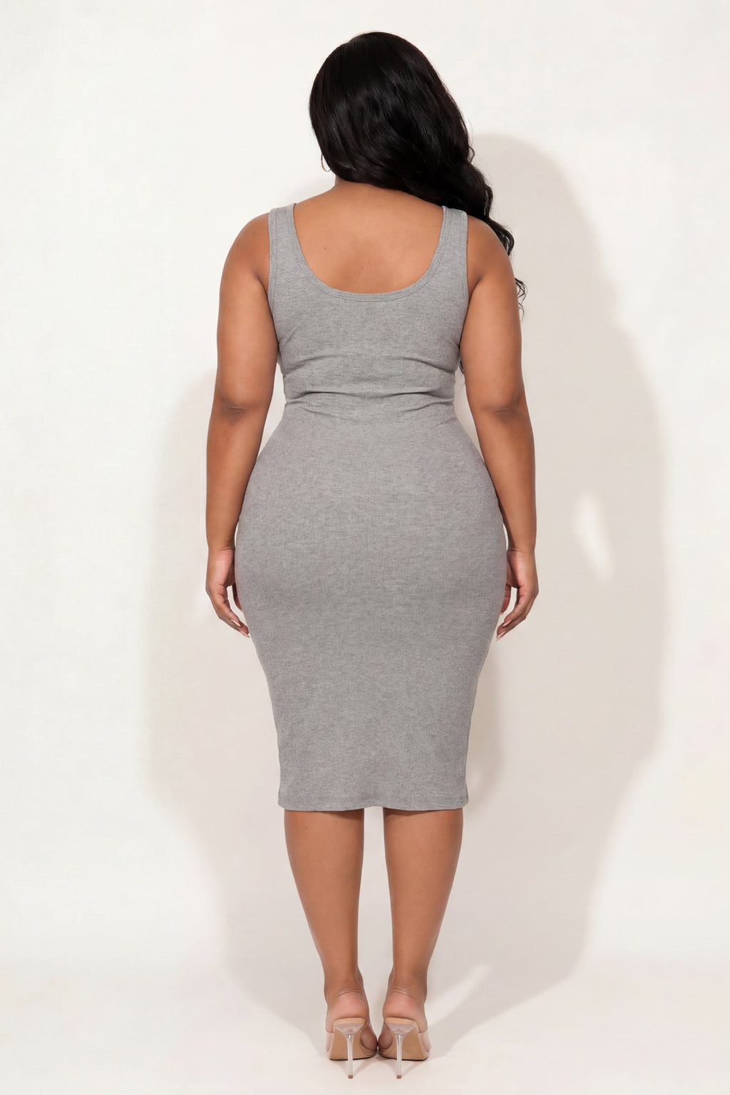 Plus Size Basic Tank Rib Dress - Heather Grey