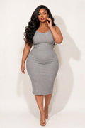 Plus Size Basic Tank Rib Dress - Heather Grey