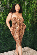 Plus Size Bellamy Leopard Bodycon Dress - Taupe