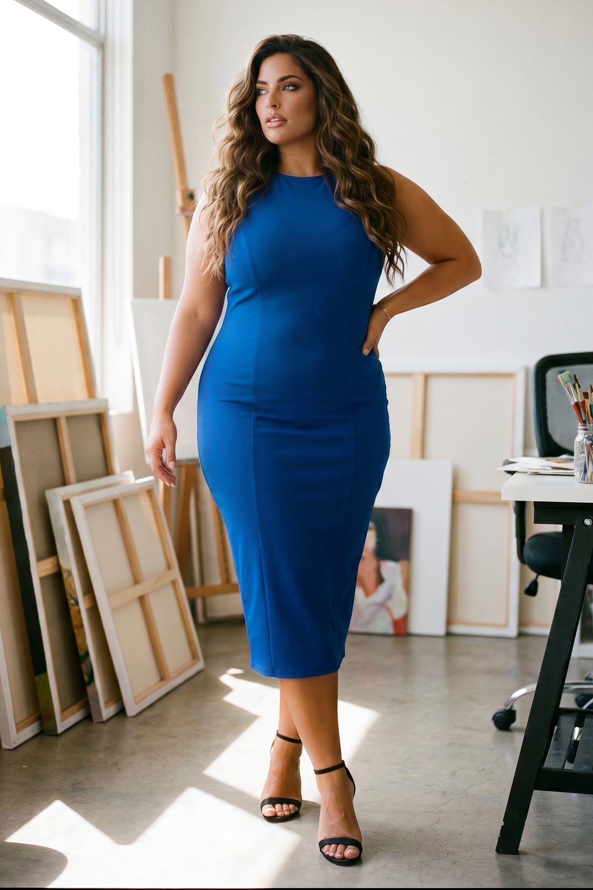Plus Size Bianca Sculpted Dress - Blue